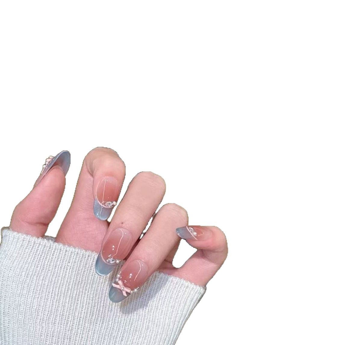 Blue Elf Diamond Nail Art Parche de uñas simple y de alta calidad El producto terminado brilla con armadura de desgaste de temperamento blanco