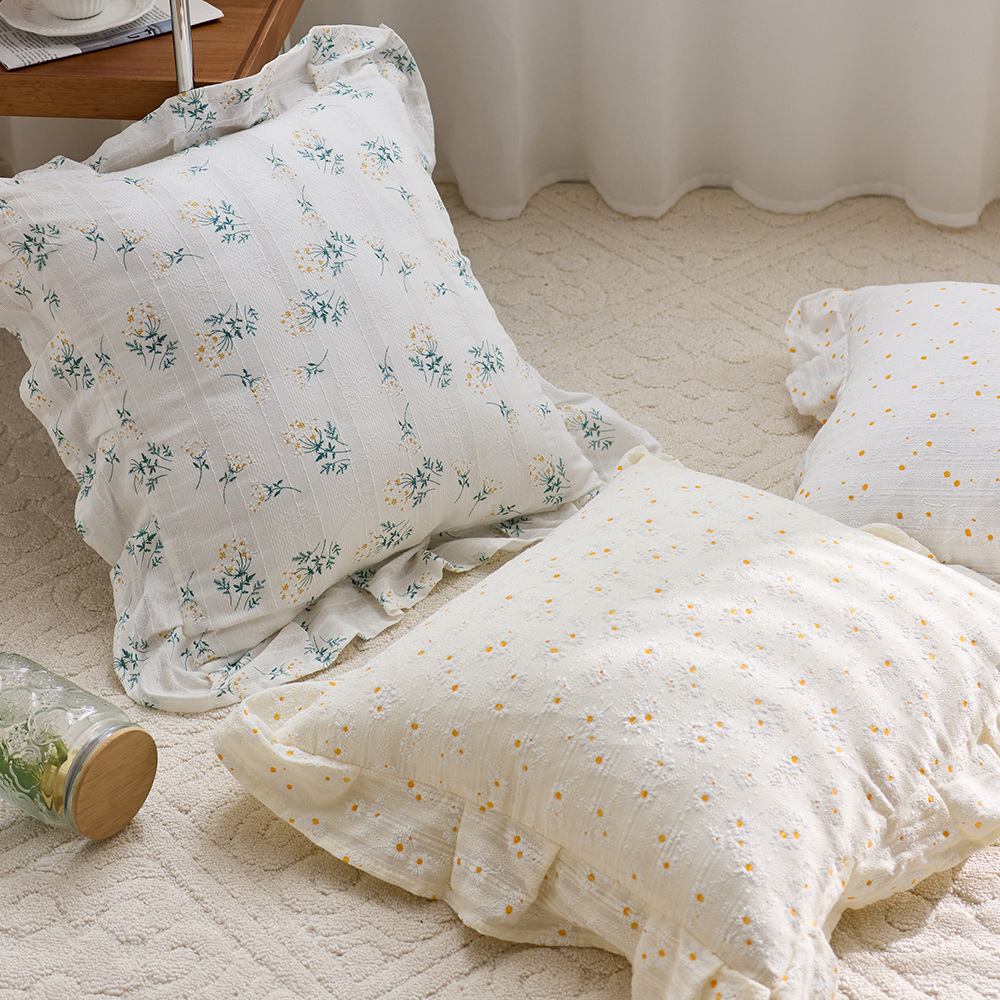 Japanese-Style Pastoral Pillowcase Fresh Literary Small Floral Atmosphere Decorative Cushion Soft Pillow Sofa Pillow