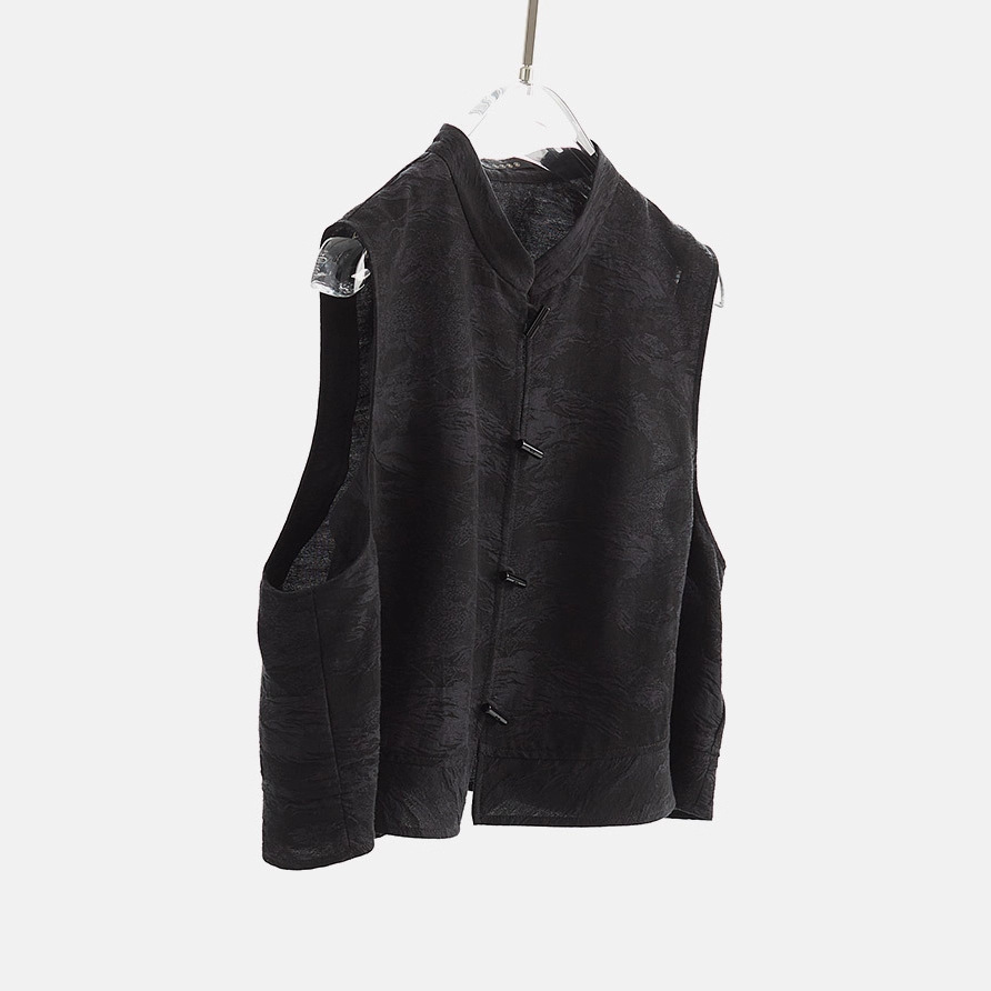 Old Money Style New Chinese Short Jacquard Vest for Women, Summer Versatile Layering Sleeveless Top for Petite Figures, Thin Style C0801