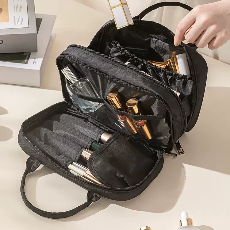 新款双层化妆包大容量便携式洗漱包旅行多功能收纳袋化妆刷工具包