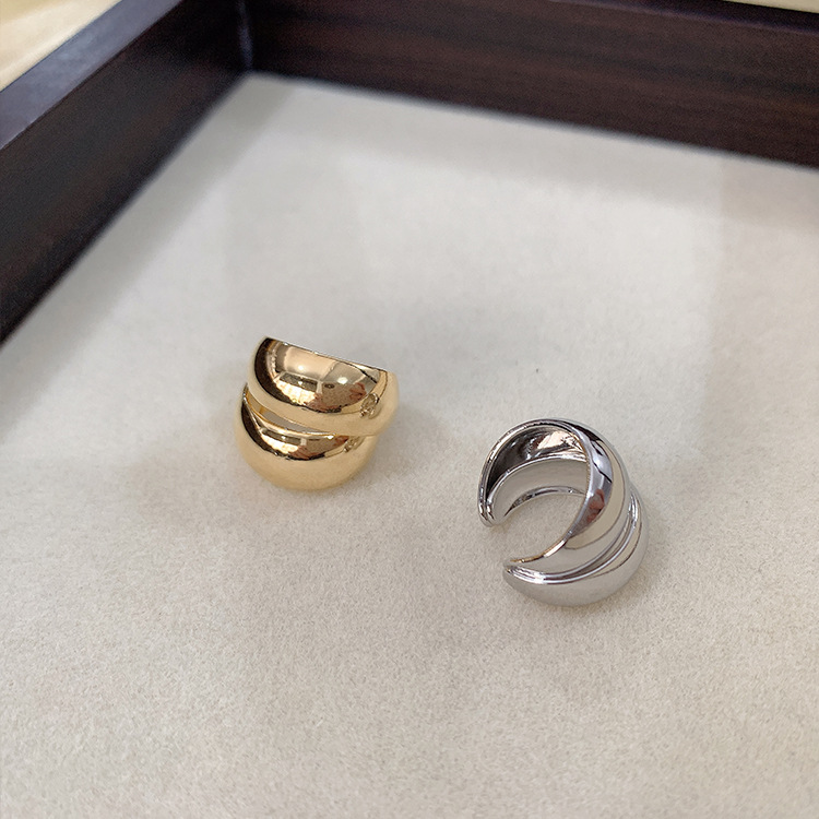 黃銅真金電鍍歐美耳骨夾個性雙層耳夾無耳洞極簡ins風耳飾耳環女