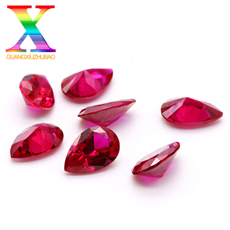 Pear-shaped 5# corundum red stock batch of large quantities of corundum zircon bare stone finished product hardness 9.0 inlaid with high quality jewelry