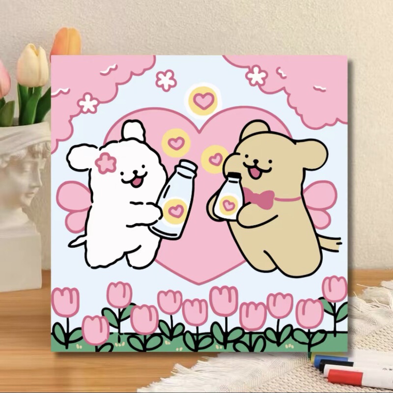 ライン子犬デジタル油絵 diy 手描き落書き漫画かわいい癒しの装飾メーカー卸売|undefined