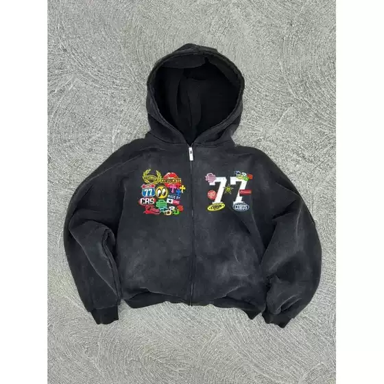 American Trend Y2K Personalized Printed Sweatshirts Harajuku Jacket Gothic Style Men's and Women's Same Style Printed Sweatshirt