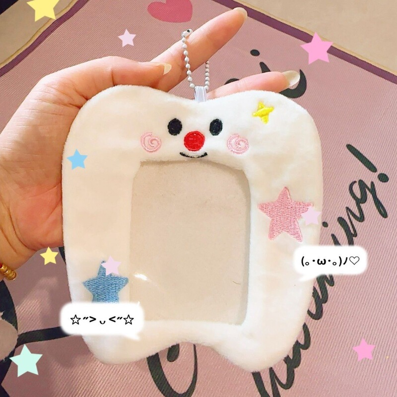 Don’T Want to Lose My Job Original Cute Tooth Plush Card Holder Ins Polaroid Photo Protective Cover Small Card Display Pendant