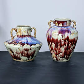 景德镇手工复古文艺陶瓷花瓶客厅摆件家居花器装饰品陶瓷水培花瓶