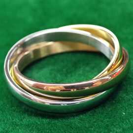 厂家直销时尚潮流三环戒指 重叠金色玫瑰金刚色三环堆叠 潮流指环