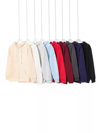 Spring and Autumn Heavy Zipper Hooded Sweater Men's Trendy Brand oversize Casual Solid Color Simple Cardigan Couple's Jacket