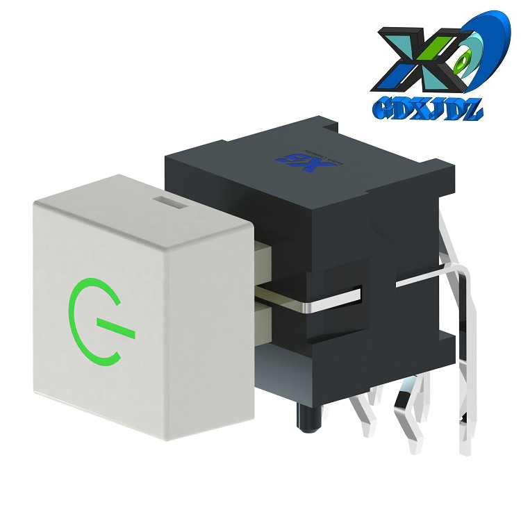 按钮开关带灯侧按7.5*8.5*12.8 侧按自锁开关带灯 有锁 无锁 2P2T