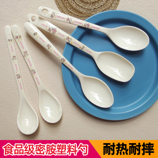 ✅ Food-Grade Melamine Spoon Long Handle Imitation Porcelain Anti-Fall Cartoon Adult Eating Stirring Soup Porridge Spoon Seasoning Spoon