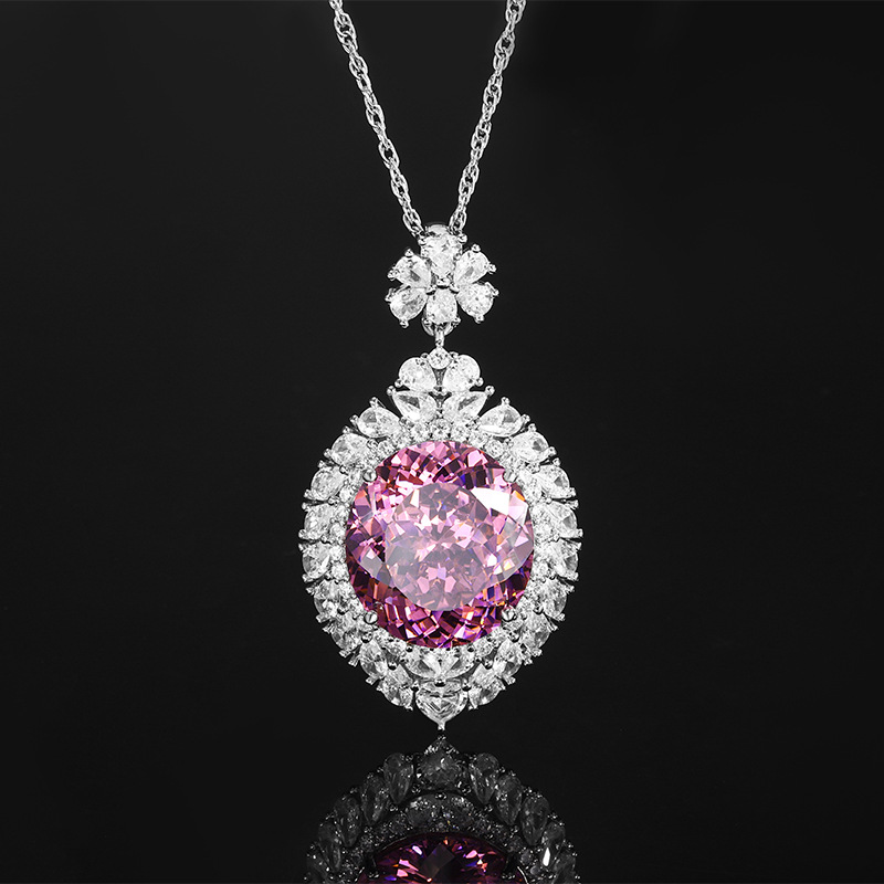 2024 nueva joyería Zhuang Shengsheng fondo de cobre chapado en oro simulación nido de pájaro cortado en forma de huevo colgante de lujo ligero piedra principal 18*20