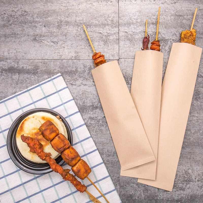 【烤肠袋】防油纸袋食品香肠热狗烤一次性打包袋牛皮纸袋5*3*16cm