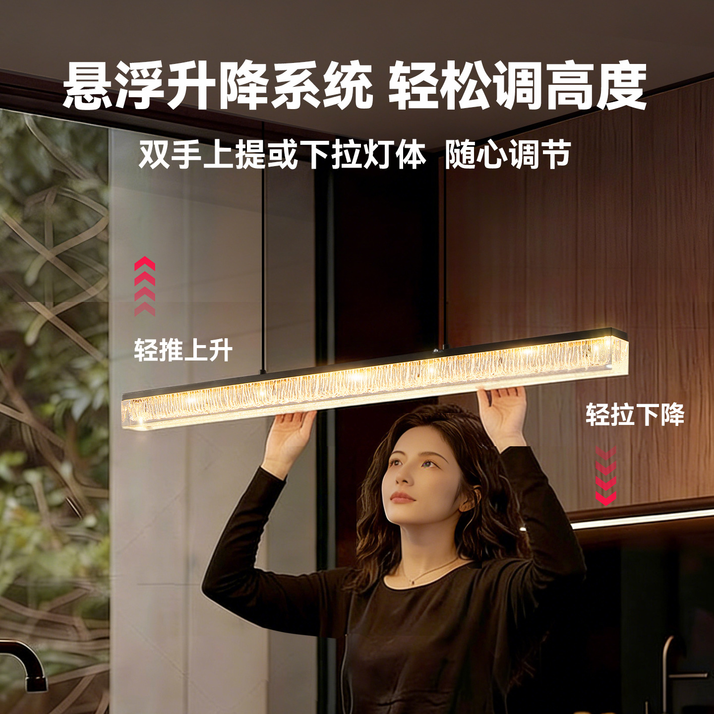 Lámpara del restaurante italiano minimalista cristal de hielo superior grieta 2026 nueva lámpara de barra Zhongshan luminaria 686L