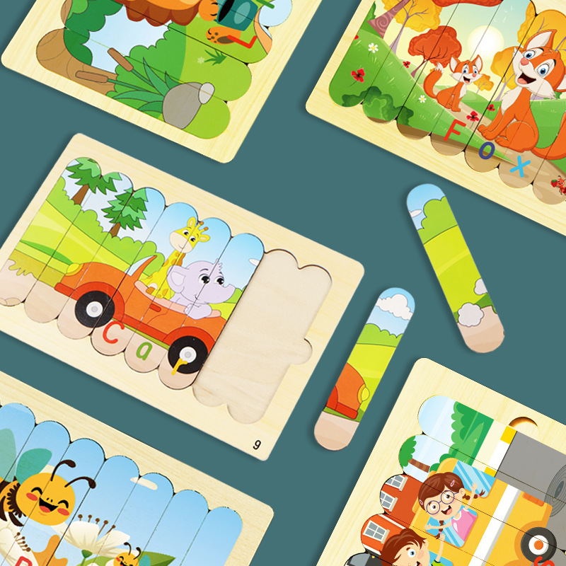 Niños barras de helado de madera puzzle de pensamiento lógico 3 + puzzle infantil de educación temprana divertido puzzle de barra de iluminación