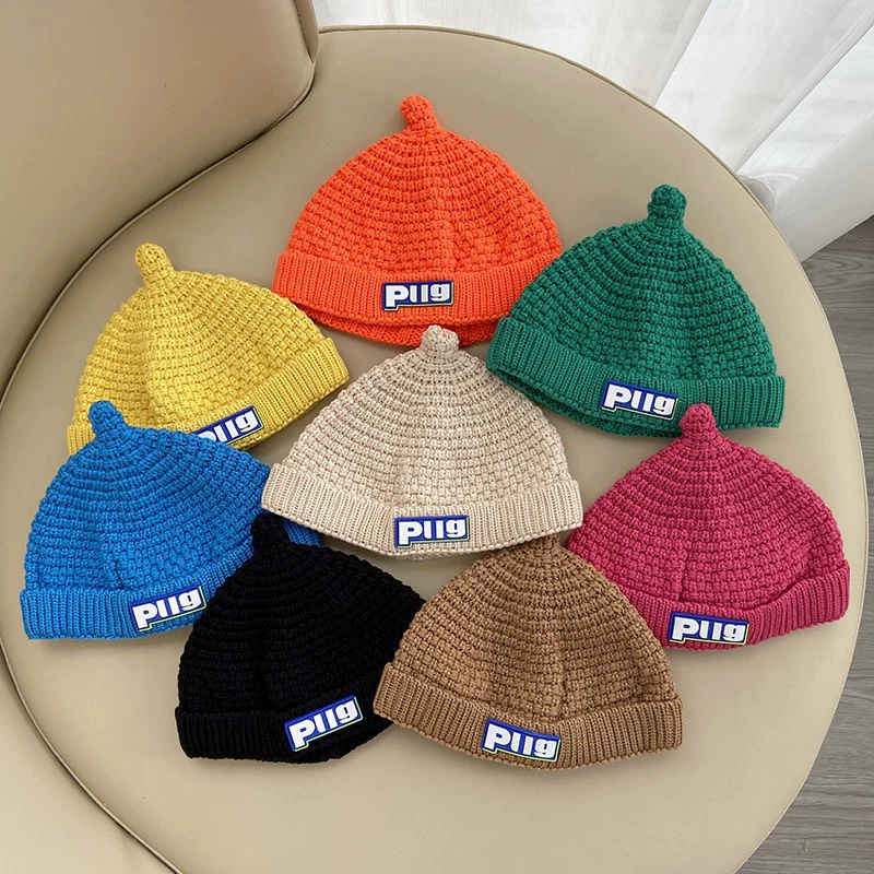 Шапка-соска, детская вязаная шерстяная шапка для мальчиков и девочек на осень и зиму, теплый и утолщенный детский пуловер, модная шапка из тыквой кожи