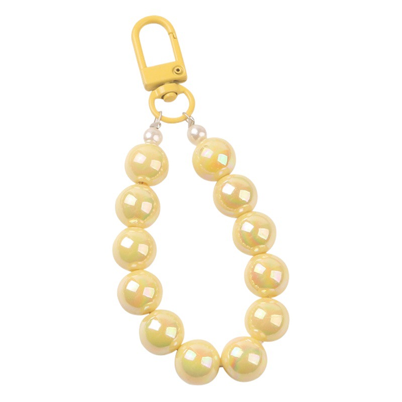 Nuevo llavero de cadena de cuentas redondas colgante Cadena de teléfono móvil pequeña perla colorida fresca color sólido gancho de puerta accesorios bolsa de auriculares