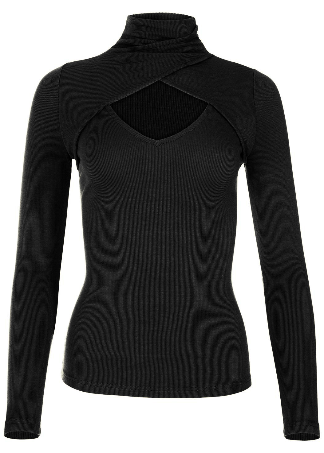 solid color slim high-neck hollow long-sleeved T-shirt nihaostyles clothing wholesale NSMDF81525