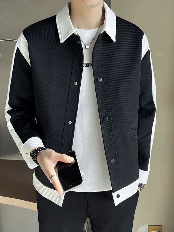 Abrigo de primavera y otoño de los hombres 2023 nueva costura marca de moda pu Shuai solapa chaqueta de los hombres chaqueta casual de los hombres de primavera