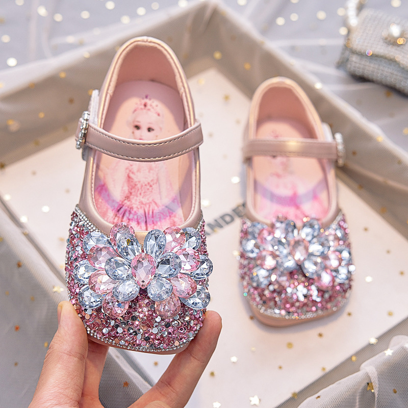 Zapatos de Cristal de Princesa para Niñas, Suela de Caucho, para Fiestas y Vestidos