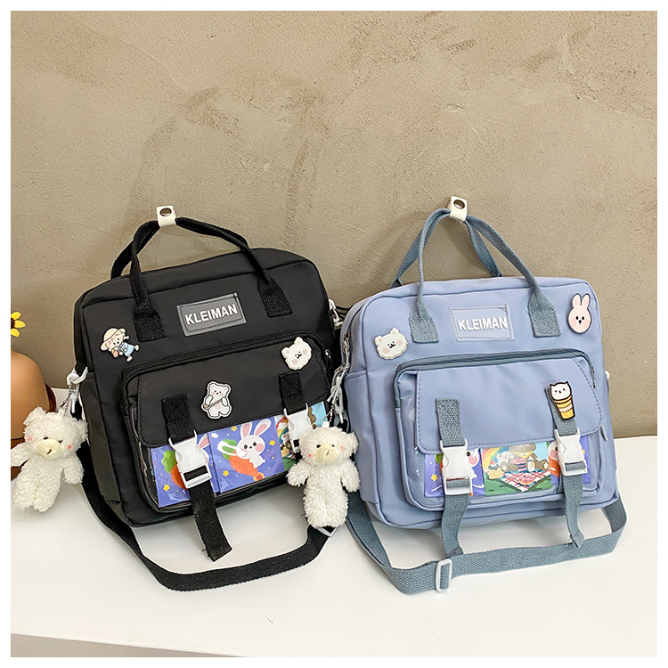Book bag, handbag, canvas bag, large-capacity crossbody bag for girls, single-shoulder bag for primary school students, tutorial bag for classes, tutoring undefined