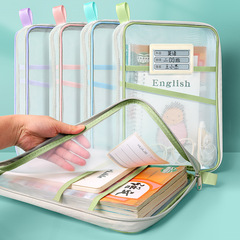 Huajie Transparent File Bag Mesh Portable Book Bag Subject Classification Exam Bag Test Paper Storage Bag Tutorial Bag