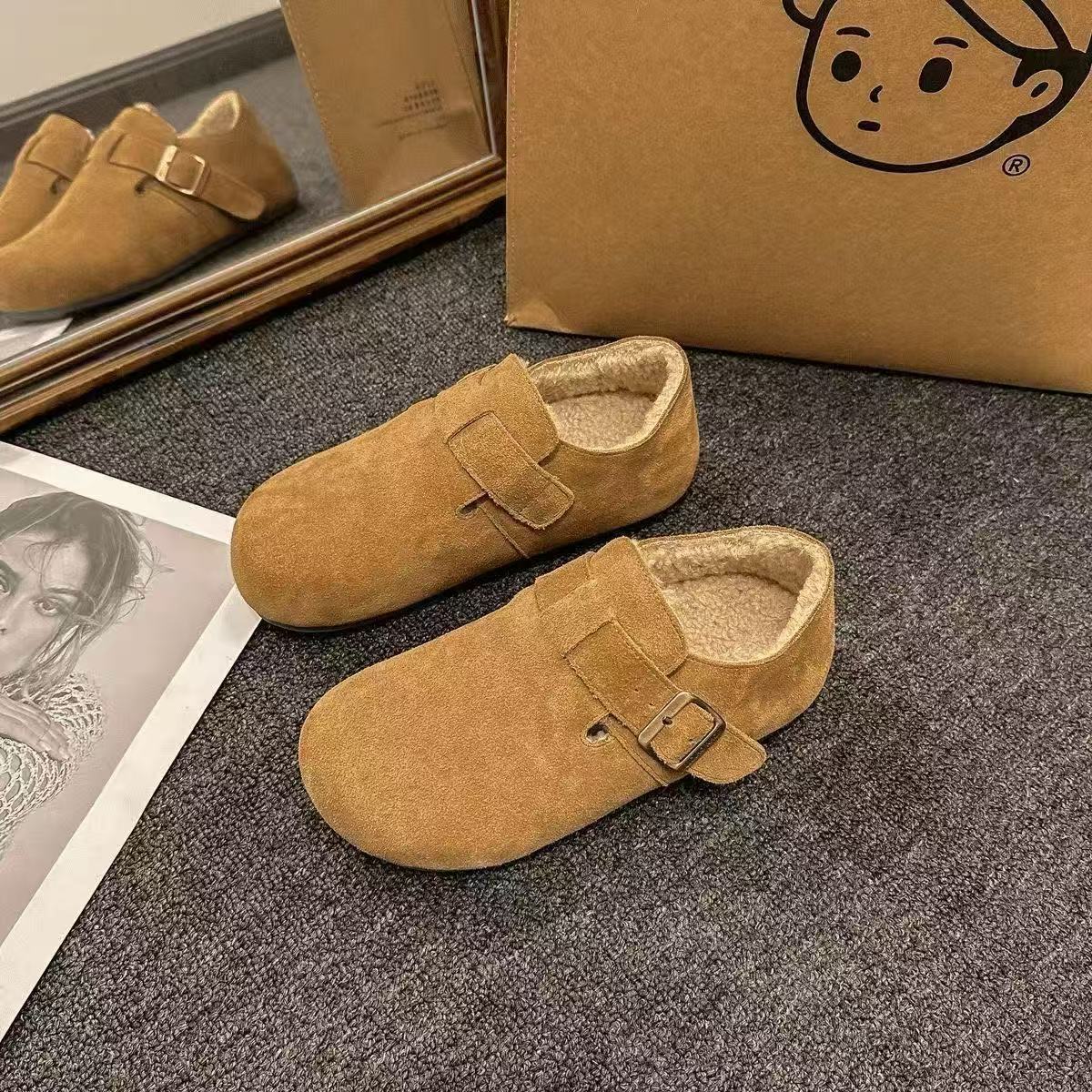 Retro Bocken zapatos de mujer de soleas gruesas otoño y invierno 2025, nuevos zapatos cálidos de terciopelo de moda casual image 3