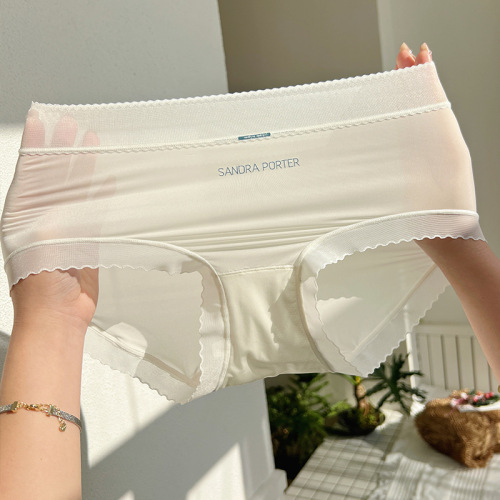 50g ultra-thin quick-drying traceless ice silk air mask pants mid-high waist pure cotton antibacterial crotch large size underwear for women wholesale