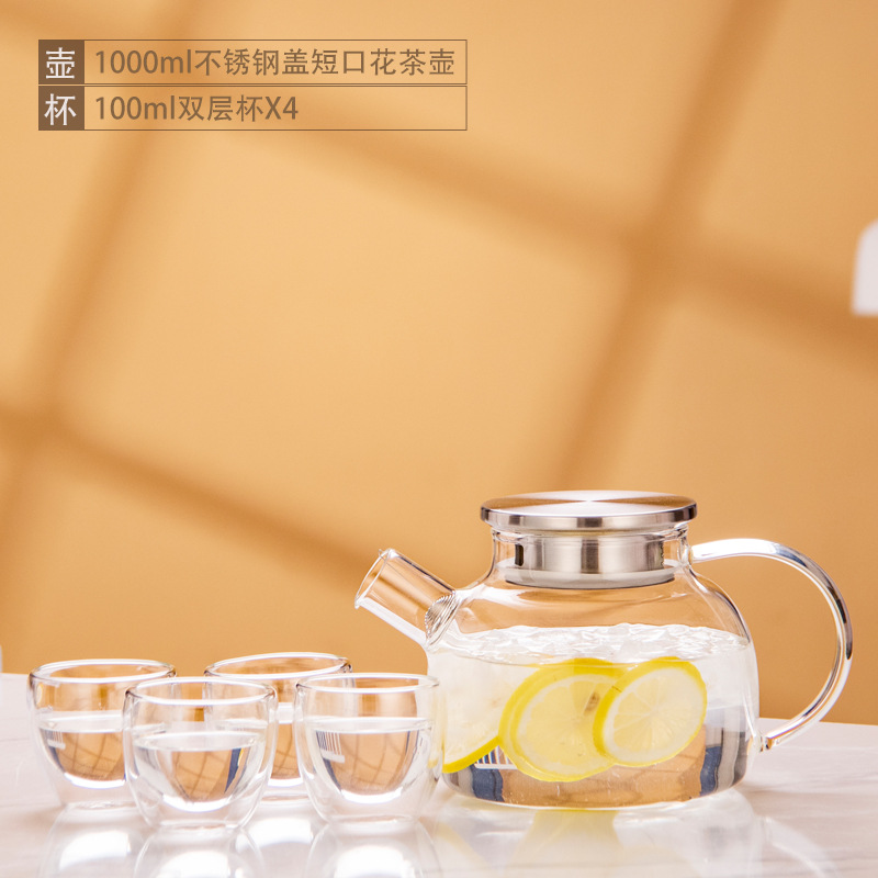 Tetera de vidrio resistente al calor tetera de bambú de gran diámetro olla engrosada tetera de flores y hierba tetera de gran capacidad hervidor de agua fría tetera hirviendo