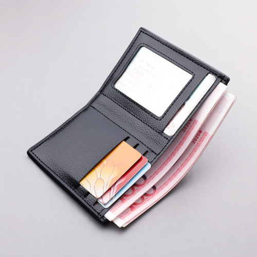 Vertical wallet men's short small leather wallet can hold driver's license ultra-thin men's wallet men's wallet men