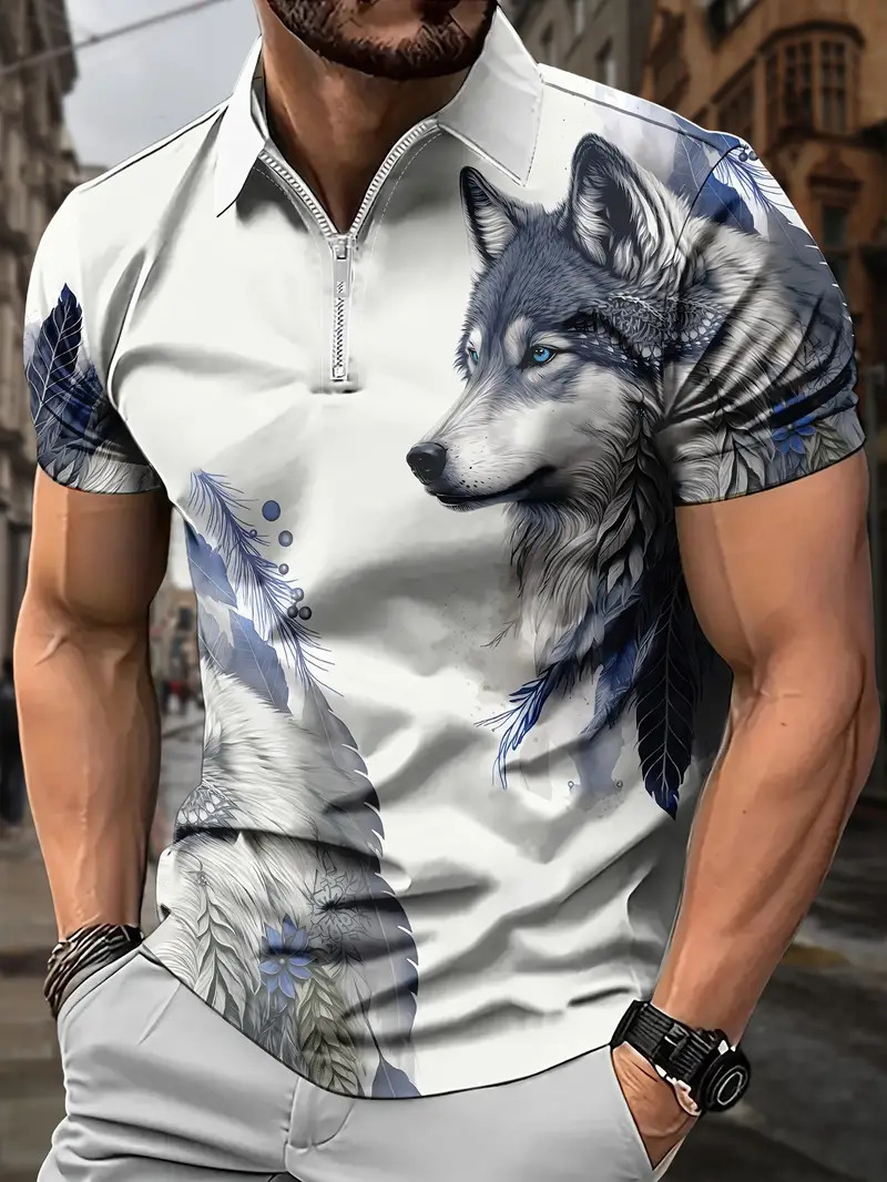 Camisa POLO de solapa de manga corta de primavera transfronteriza 3D gradiente estampado de costura geométrica MB13