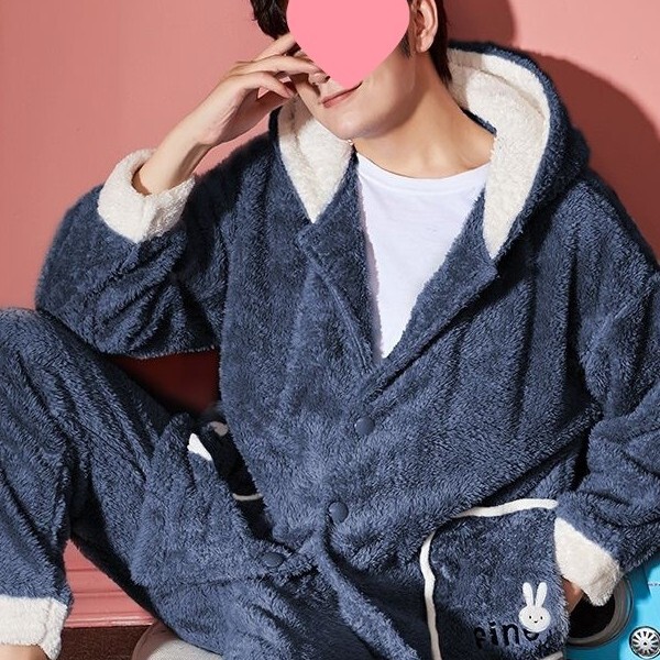 Men's Coral Fleece Pajamas, Thickened and Fleece-Lined for Autumn and Winter, Men's Flannel Warm Autumn and Winter Long-Sleeve Loungewear Set Men's Coral Fleece Pajamas, Thickened and Fleece-Lined for Autumn and Winter, Men's Flannel Warm Autumn and Winter Long-Sleeve Loungewear Set