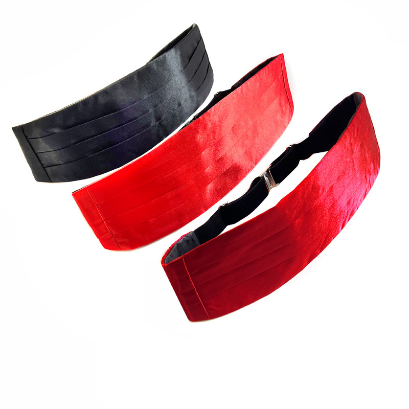 Men's Formal Wear Set: Waistcoat, Cummerbund, Bow Tie, Pocket Square, Three-Piece Tuxedo for Performance, Hosting, Wedding, Wide Cummerbund