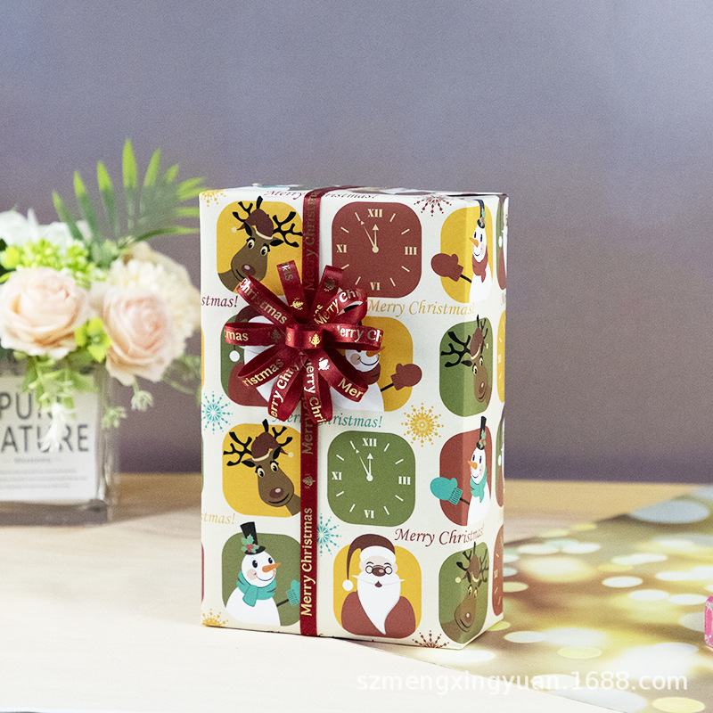 80g nueva decoración de Navidad regalo caja de regalo papel de embalaje DIY papel decorativo cubierta de libro de Corea del Sur papel de color de dibujos animados