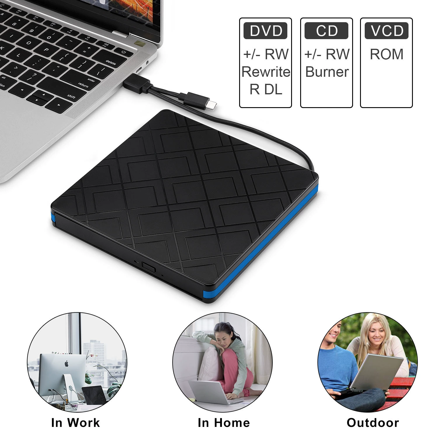 Computer burner notebook typec external burning optical drive all-in-one machine external vcd reader plug and play