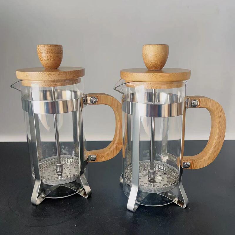 咖啡壶家用法式滤压壶玻璃冲茶器手压过滤杯冲泡冷萃壶竹木法压壶|undefined