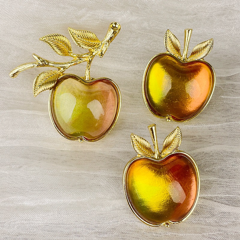 Simple Style Apple Alloy Plating Inlay Imitation Glaze Women's Earrings Brooches display picture 10