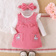 children's clothingSHEIN跨境女童套装长袖哈衣背带裙套