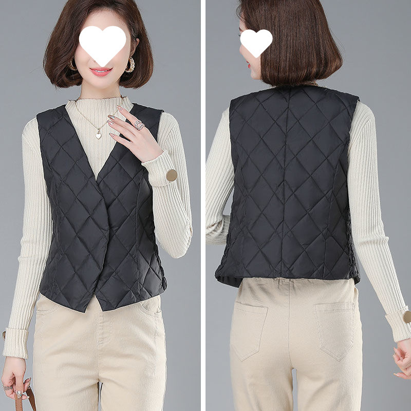 New Product Promotion down Vest Women's Autumn and Winter Inner Wear Thermal Vest Mother's Wear Short V Neck Vest Liner