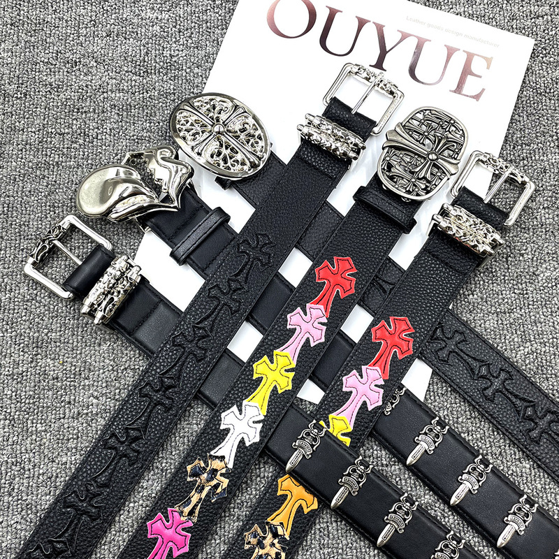 [in Stock] Ch Cross Classic Leather Belt for Men and Women, Vintage Fashion Belt, Stylist's Choice