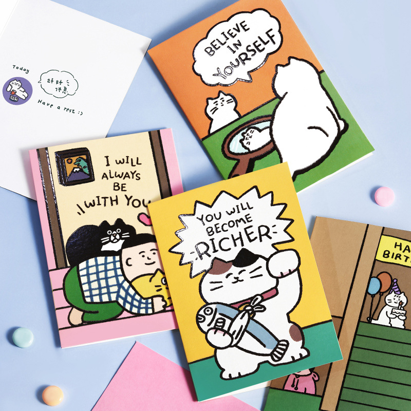NOTE FOR × MATSUGODA Tarjeta de felicitación UV de marca compartida Tarjeta de mensaje de dibujos animados lindo Deseos de cumpleaños