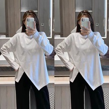 2025春秋韩版女装胖mm特大码加肥内搭遮肚上衣t恤洋气新款打底衫