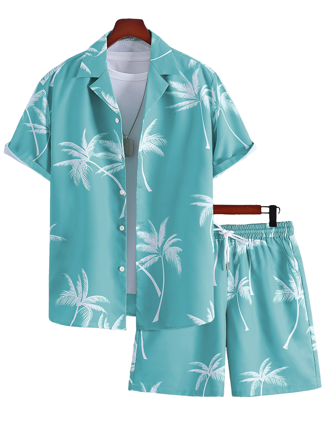 Sommer Set Herren Hemd Mit Kurzarm Und Shorts Im Print Design_voghion.com