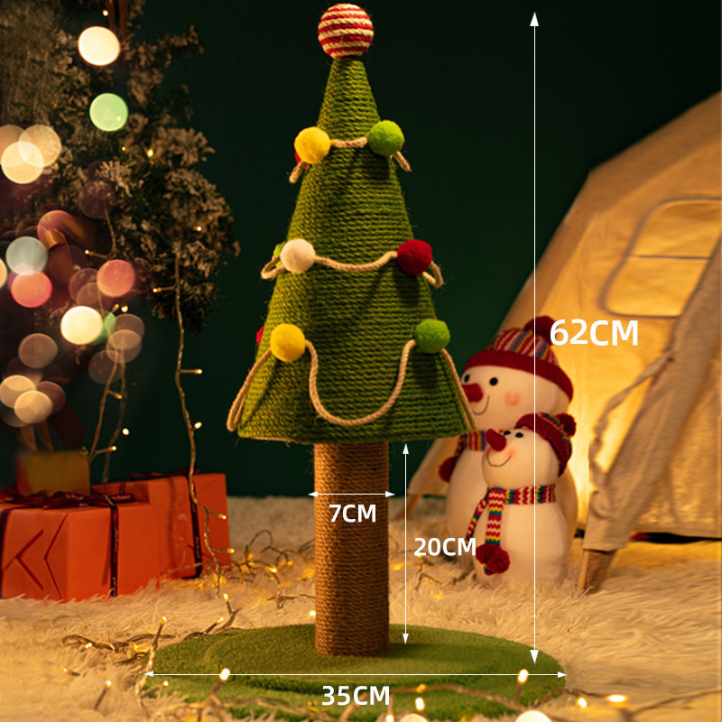 クリスマス猫クライミングフレーム、猫の巣、猫の木、冬用ベルベット猫フレーム、小型、スペースをとらない、サイザル麻の耐摩耗性猫スクラッチポール|undefined