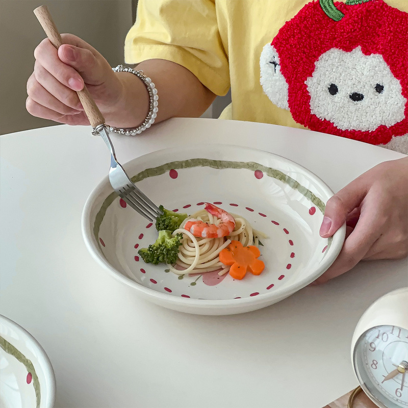 穆尼好看的餐盘意面盘沙拉盘高颜值圆盘甜品盘牛排盘家用深盘菜盘|undefined