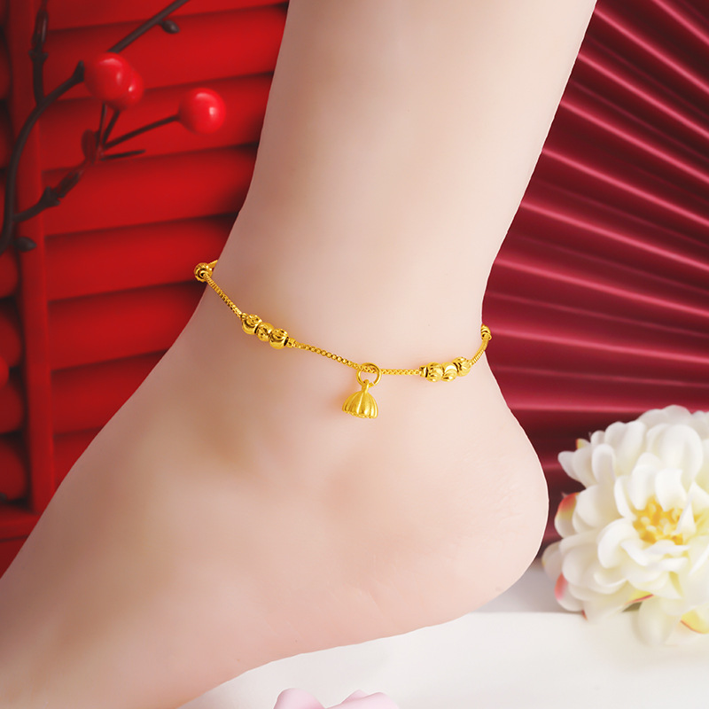 Nuevo Lotus tobillo adornos de pie de las mujeres joyería elegante aleación de cobre imitación accesorios de oro Estilo Nacional de Moda estilo de transmisión en vivo