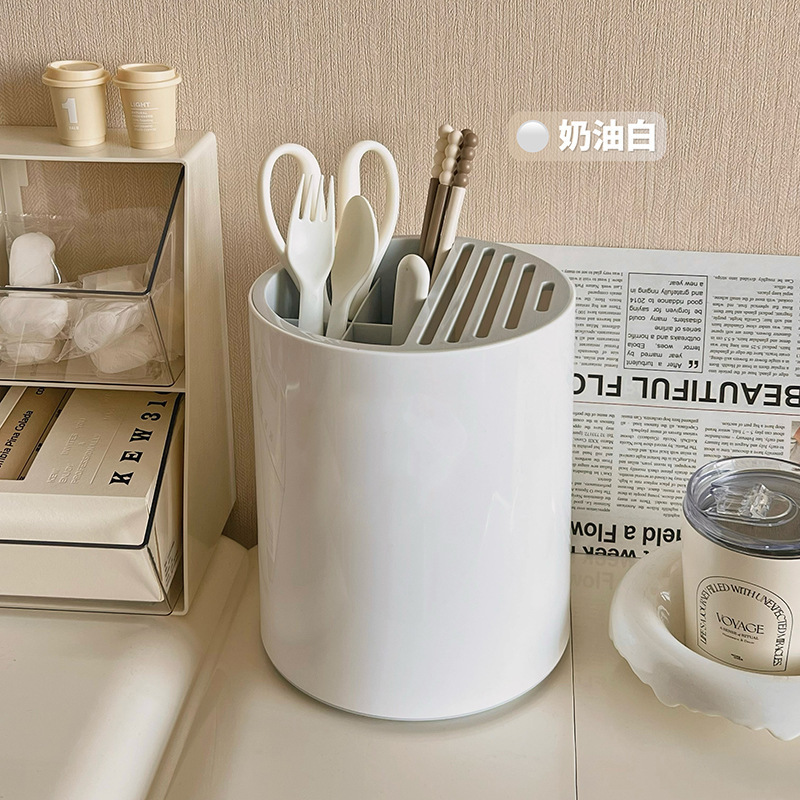 回転可能なナイフホルダー箸収納筒家庭用キッチンスプーン刃物多機能高颜値一体式収納棚|undefined