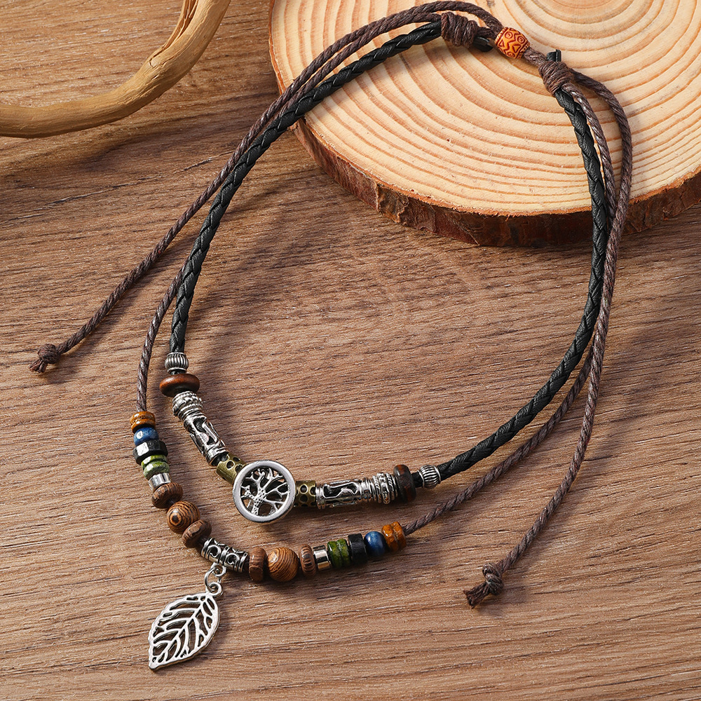 Multi-layer Turquoise Beaded Leather Necklace For Men Jewellery_voghion.com