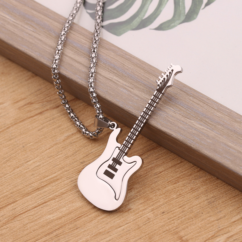 Men'S Gender Hip-hop Guitar Alloy Plating Men's Pendant Necklace