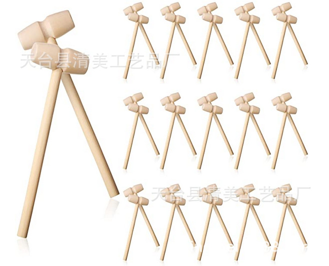 Martillo decorativo de madera, adornos de madera, martillos de madera pequeños, juguetes para niños, accesorios de martillos de madera