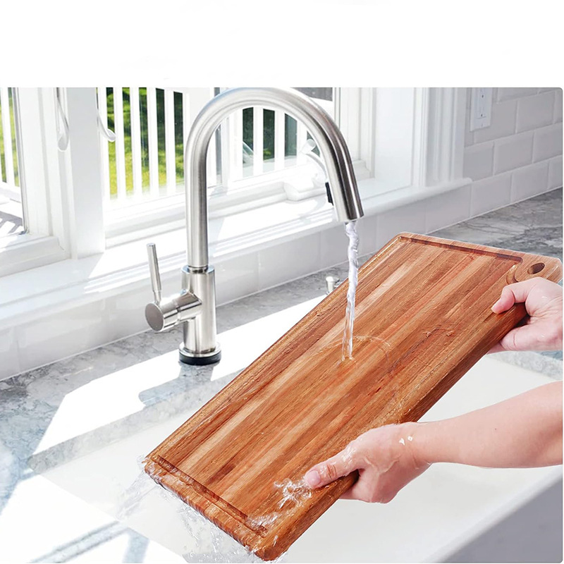 Tablero de cortar de madera de Acacia Tablero de cortar de madera maciza Tablero de cortar de madera doméstico Tablero de cortar Pan Tabla de cortar de separación cruda y cocida de doble cara
